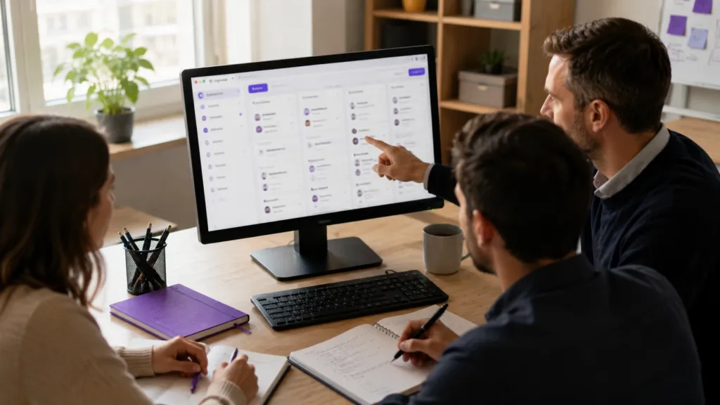 Formation d'une équipe à l'utilisation d'un CRM centralisant clients et projets