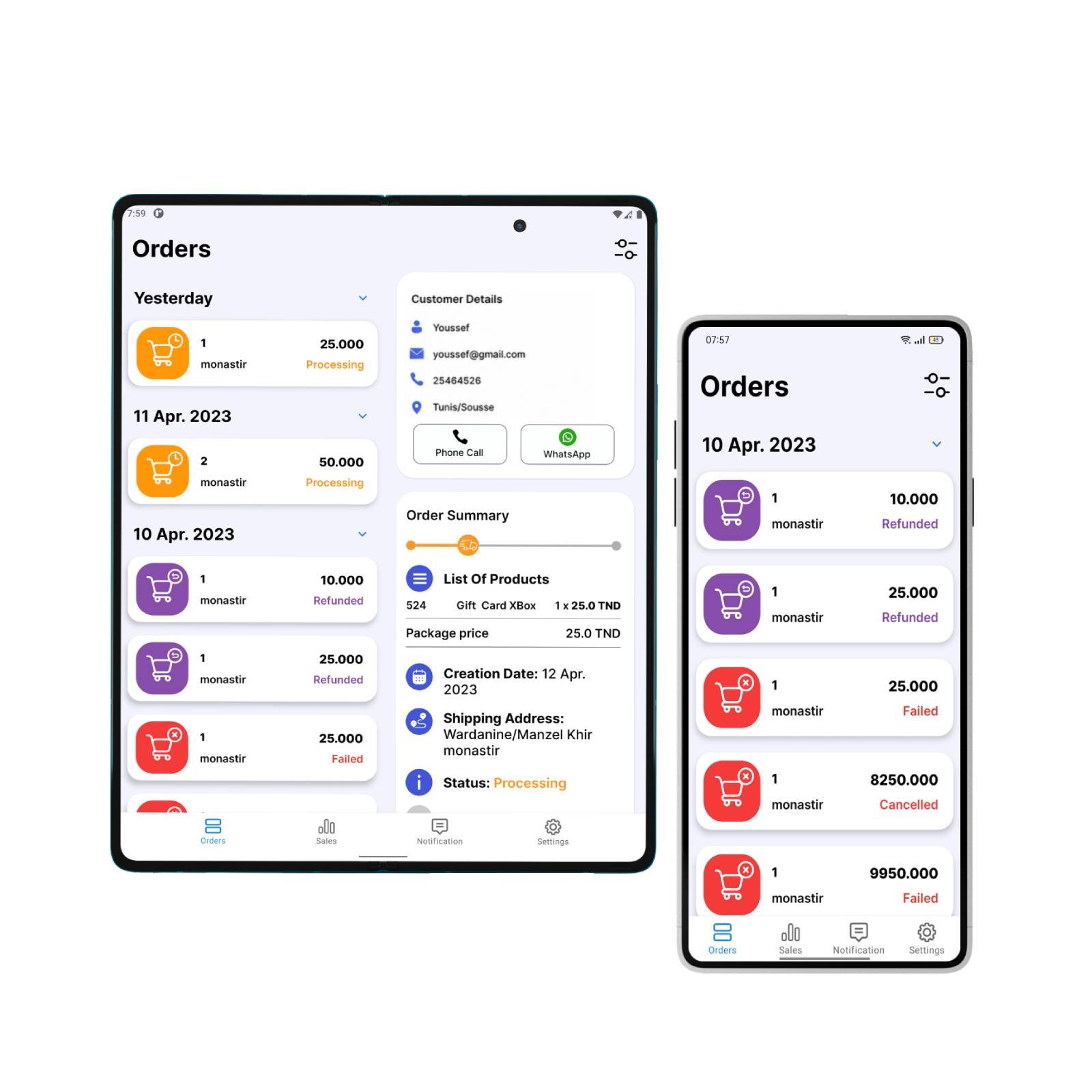 Application de suivi des commandes et des statistiques